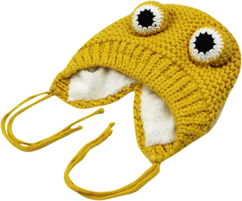 MINGSEECESS Kids Knitted Beanie Hat Cute Frog Cartoon Winter Warmer Cap with Big Eyes for Baby Boys Girls - Image 5